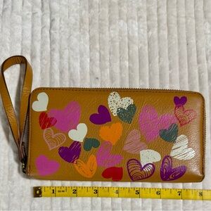 Fossil Tan Jori RFID Wristlet with Colorful Heart Design
